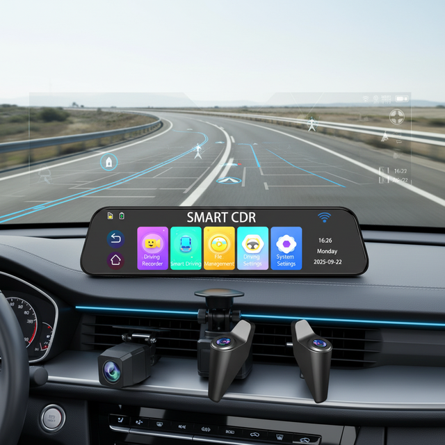 12 Inch Mirror Dash Cam Video Recorder 4K Front 1080P IPS Screen Left Right Rear BSD ADAS Driving Assistance IP68 Waterproof