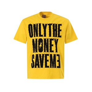 เสื้อยืดผ้าฝ้ายแขนสั้นสีเหลืองสำหรับผู้ชาย ยี่ห้อ Only The Money Save Me สไตล์สตรีท คอกลม พิมพ์ลายตัวอักษร ทรงปกติ - Product Image 1