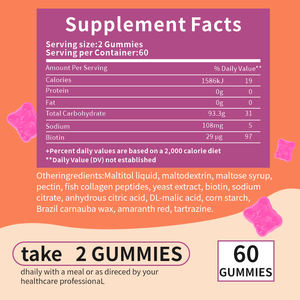 Fabrik Großhandel maßge schneiderte hochwertige Kollagen Gummies Biotin Vitamin C Nahrungs ergänzungs mittel unterstützen gesunde Haut Gummibärchen - Product Image 4