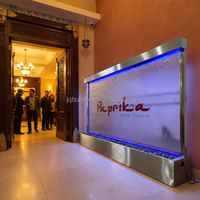 Mur d'eau en verre trempé en acier inoxydable personnalisé, cascade LED, fontaine intérieure, décoration pour la maison, l'hôtel, le bureau