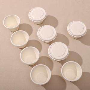 सुकोक्का हॉट सेलिंग डिस्पोजेबल बैबका पेपर पल्प कप इको फ्रेंडली टेकवे चीनी मोल्ड फाइबर गुंबद कवर कप ढक्कन कप ढक्कन - Product Image 4