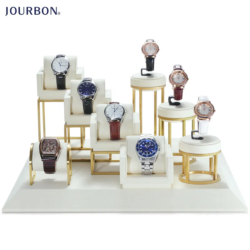 Jourbon Light luxury watch stand luxury watch display stand metal microfiber watch display props