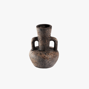 Jarrón de cerámica negro carbón Wabi Sabi, con doble asa, es perfecto para realzar el encanto artístico de tu sala de estar. - Product Image 1