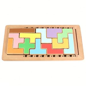 Puzzle carré en bois, blocs colorés pour l'éveil de la pensée, jouets éducatifs Montessori pour enfants, unisexe - Product Image 1