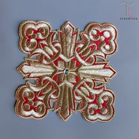 Appliques thermocollantes en acrylique avec croix brodée personnalisée en Lurex doré, pour vêtements et robes, usage liturgique et ecclésiastique