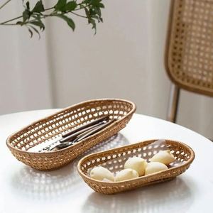 Langlebiger Rattan-PE-Wäschekorb, hohl gewebter Hyazinthen-Riesenkorb, rosa Brotkorb, handgewebte Servierlösung, faltbar - Product Image 6