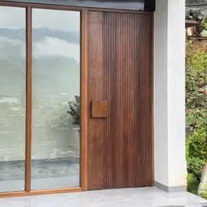 Modernes Outdoor-Design Afrikanisches <span class=keywords><strong>Teak</strong></span> Minimalist ische Außentür mit Bar Design Holztür mit Log-Textur - Product Image 1