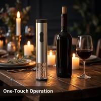 One Touch Moderne Elektrische Kurkentrekkerset 4-in-1 Draadloos AA Batterij Kurkentrekker Foliesnijder Beluchter & Stopper RVS