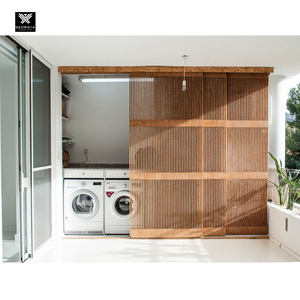 Puertas correderas de madera de listón moderno para casas, nuevo diseño, Partición de madera Interior, armario, cocina, sala de estar, puertas, paneles de listón - Product Image 6