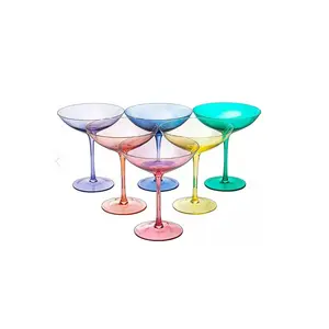 Multiwarna kaca antik 12oz warna-warni Cocktail, Martini & Champagne kacamata, Cocktail Glass Set untuk Bar Glassware
