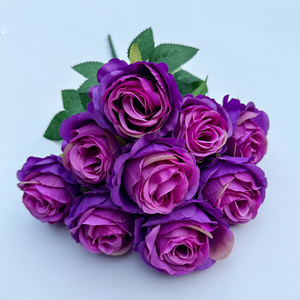 Bouquet de roses artificielles de haute qualité, 45 cm, 9 têtes, fleurs en soie, arrangement pour le poisson d'avril - Product Image 5