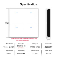 Interrupteur de Scène Sans Fil ZigBee ZB-SG-4, 12 Modes de Contrôle, Bouton Poussoir Portable, Configuration d'Automatisation Domestique, Scénarios pour Appareils Intelligents Tuya