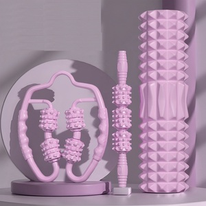 Ensemble de rouleaux en mousse rose texturés pour massage, bâton de yoga, barre de méridiens, récupération musculaire pour la maison, la salle de sport et le Pilates - Product Image 5