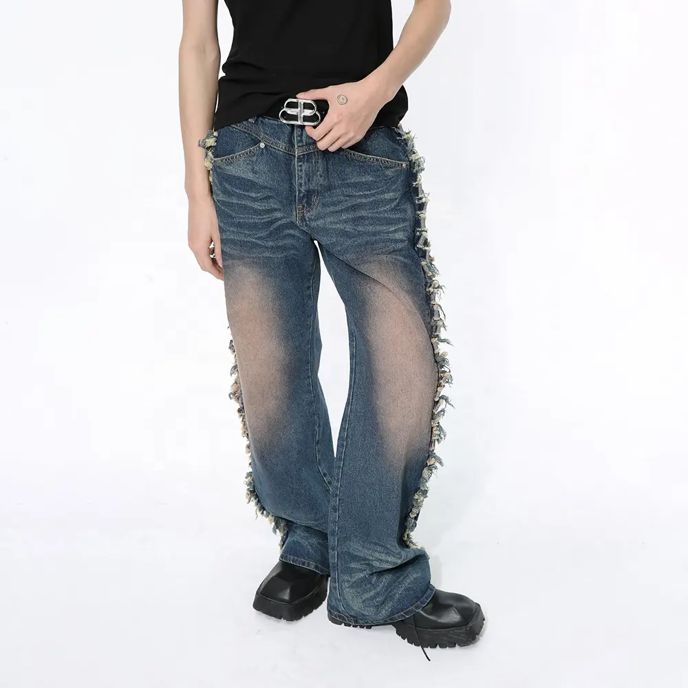 GDTEX kundenspezifisches Design Streetwear beschädigte Jeans Herren Vintage Baggy Jeans Herren Hip Hop
