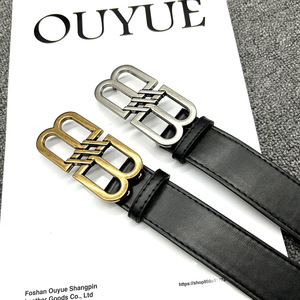 Nouvelle ceinture en cuir unisexe 2024 <span class=keywords><strong>Paris</strong></span> B, large, avec lettres, édition couple, style élégant, <span class=keywords><strong>boucle</strong></span> double B, tendance - Product Image 1