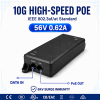 Injecteur PoE Gigabit IEEE 802.3at AC DC Power Over Ethernet 24W 35W 54W 90W 19V 48V 54V 56V 1.5A pour caméras IP et applications IoT