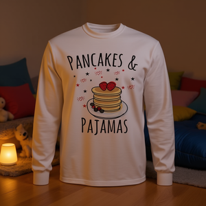 แพนเค้กและชุดนอน เสื้อยืดแขนยาวน่ารักสไตล์คาวาอิสำหรับงานปาร์ตี้นอนเล่น - Product Image 2