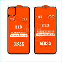 Protecteur d'écran de téléphone portable, pas cher, colle complète 21D 9h, verre trempé pour iphone /itel /techno/infinix