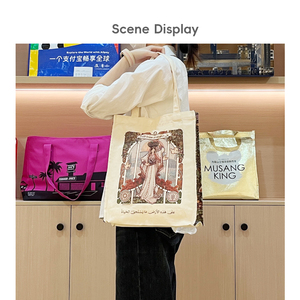 Chất Lượng Cao Tùy Chỉnh Bông Mua Sắm <span class=keywords><strong>Tote</strong></span> Túi Phong Cách Thời Trang Có Thể Gập Lại Và Tái Sử Dụng Túi Vải Với Tùy Chỉnh In Logo - Product Image 4