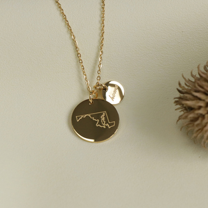 Dainty Double Disc <strong>Map</strong> Necklace Personalized Stainless Steel America State Necklace for Women Men Travel Memory <strong>Gift</strong> Made in USA - Product Image 4