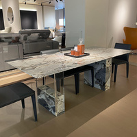 Gainsville Furniture Table de salle à manger de luxe en acrylique et marbre, design de pieds, forme unique, table à manger en marbre