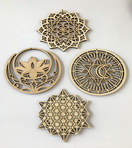 Heilige Holzkunst <span class=keywords><strong>Meditation</strong></span> Lasergeschnittenes Holz Geschnitztes Holz-Mandala Runde Wandkunst Lebensbaum Kristallgitter Dekoration - Product Image 5