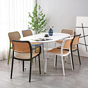 Hot Sale Furniture Restaurant Durable Backrest PP Plastic Rattan Stackable Dining <b>Chair</b> - Product Image 5