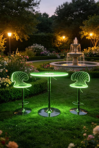 Table de <span class=keywords><strong>bar</strong></span> lumineuse à LED vertes en forme de vague, tabouret de <span class=keywords><strong>bar</strong></span> en acrylique lumineux, pour projets d'aménagement de bars à vin en extérieur sur toits - Product Image 4