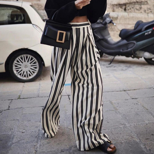 Abbigliamento da strada abiti da donna alla moda <span class=keywords><strong>pantaloni</strong></span> <span class=keywords><strong>a</strong></span> <span class=keywords><strong>righe</strong></span> <span class=keywords><strong>pantaloni</strong></span> da donna <span class=keywords><strong>pantaloni</strong></span> <span class=keywords><strong>lunghi</strong></span> <span class=keywords><strong>a</strong></span> vita alta <span class=keywords><strong>a</strong></span> gamba larga per donna - Product Image 1