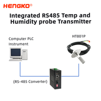 Transmetteur de température et d'humidité à sonde à bride HENGKO HT801P, capteur RS485 pour conduits d'air industriels