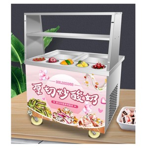 Machine à crème glacée frite avec plateau en marbre à froid pour crème glacée, machine à fouetter la crème glacée, plaque froide pour crème glacée - Product Image 3
