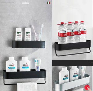 Étagère <span class=keywords><strong>de</strong></span> <span class=keywords><strong>douche</strong></span> moderne en aluminium à espace large, support organisateur <span class=keywords><strong>de</strong></span> <span class=keywords><strong>rangement</strong></span> mural robuste pour salle <span class=keywords><strong>de</strong></span> bain cuisine <span class=keywords><strong>noir</strong></span> avec adhésif - Product Image 4