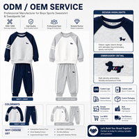 Ensemble de survêtement décontracté 2 pièces pour garçons, printemps-automne 2026, brodé, sweat-shirt et pantalon de jogging en mélange de coton, vente en gros