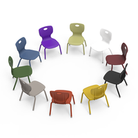 Chaise et table d'école en polypropylène moulé par injection monobloc à quatre pieds avec cadre chromé
