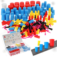250 bouchons en caoutchouc, kit de bouchons coniques en silicone de 9 tailles, 1/15 1 pouce, pour protection des trous de revêtement et de peinture, en plastique rouge et jaune