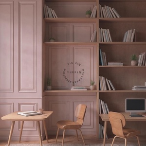 Classico modello di arenaria rosa scuro pannello di legno murale carta da parati murale per la decorazione dell'ufficio dell'hotel - Product Image 2