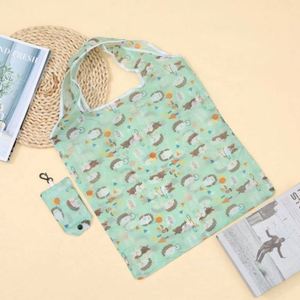 Sac de courses pliable en polyester RPET 190T avec logo personnalisé, sac d'épicerie réutilisable écologique pour supermarché - Product Image 1