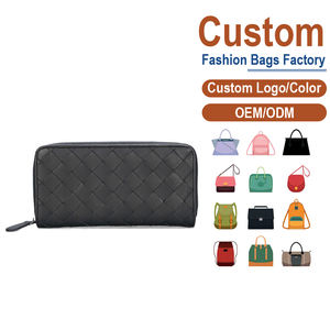 Cartera de Cuero Genuino para Hombre con Cierre Completo, Textura de Diamante Tejida a Mano, Bajo MOQ, Minoristas Globales Aman la Flexibilidad, Directo de Fábrica - Product Image 2