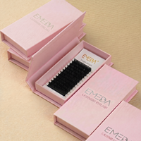 EMEDA Fournitures d'extensions de cils individuelles sous marque privée, Plateau à cils en velours noir mat, Extensions de cils volume en cachemire en gros
