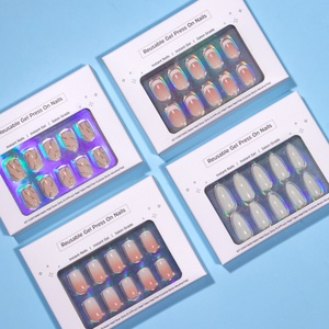 Uñas postizas de gel suave de marca privada, 30 unidades, cortas cuadradas, de presión, con diseño de gel rosa degradado - Product Image 6