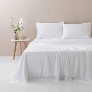 Set di lenzuola in Lyocell di bambù 100% morbide e lenzuola piatte in stile semplice dimensioni King Home e Hotel uso 4 pezzi imbottiti in cotone - Product Image 1