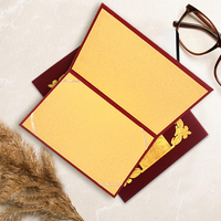 Soporte de Certificado de terciopelo rojo para archivos A4 personalizados de alta calidad con borde dorado premium y producto de archivo de tapa dura