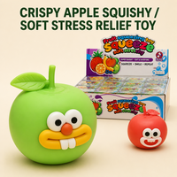 Jouet Squishy Pomme Croustillante Forme Fruit Visages Drôles Jouets Anti-Stress à Presser Cadeau 12 Pièces Boîte de Présentation Assortie