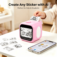 Imprimante d'étiquettes vocale intelligente AI Toys avec écran, machine à étiquettes thermique portable sans encre, mini machine à autocollants DIY