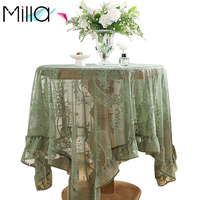 Nouvelle arrivée Nappe en dentelle blanche et verte brodée pour la maison, les fêtes en plein air, les événements, la décoration de mariage