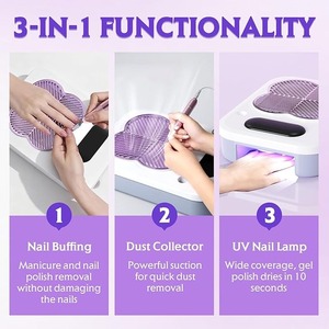 Collecteur de poussière d'ongles 3-en-1 avec lampe de perçage professionnelle, kit de ponceuse électrique pour ongles 40000 tr/min avec contrôle de vitesse progressif - Product Image 2