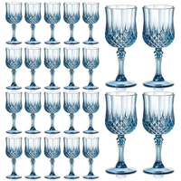 Verres à vin vintage bleus en plastique, style rétro, ensemble de verrerie pour fête