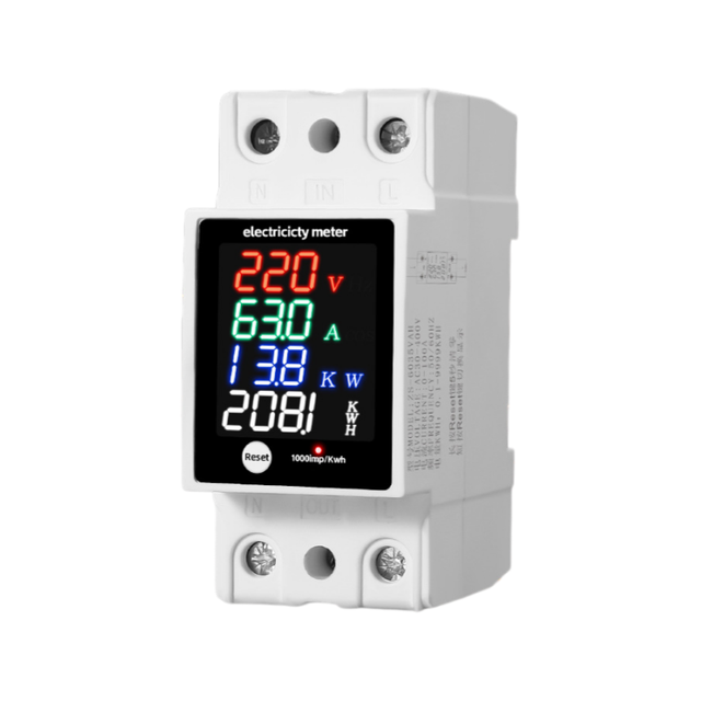 Hot Selling Single Phase Din Rail Digital Electricity Meter AC Voltage Current Power Energy KWh Meter with LED Display