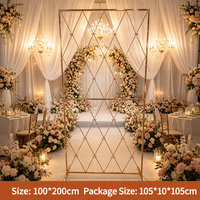 Support à fleurs en métal doré, cadre carré géométrique, colonne, 100x200cm, pour toile de fond de mariage, scène, événement, fête, décoration intérieure