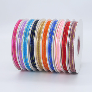 FangZHI 1Cm Gold Edge Organza Ribbon Solid Color Glitter Nylon Craft Hair Accessory Decoration - Product Image 3